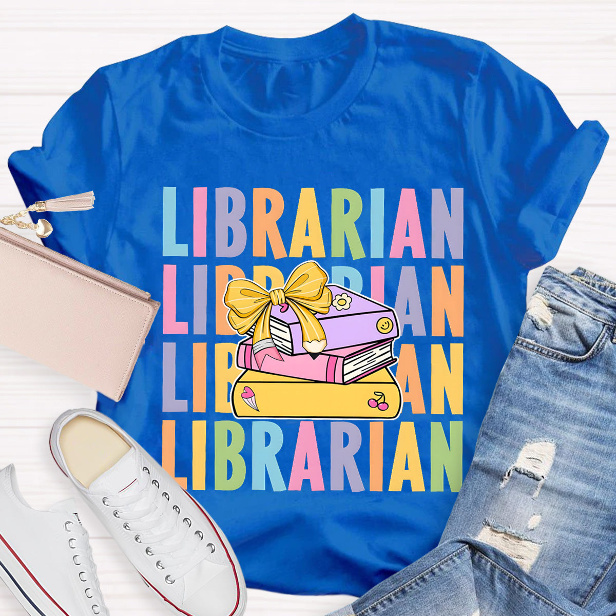 School Librarian With Books T-Shirt