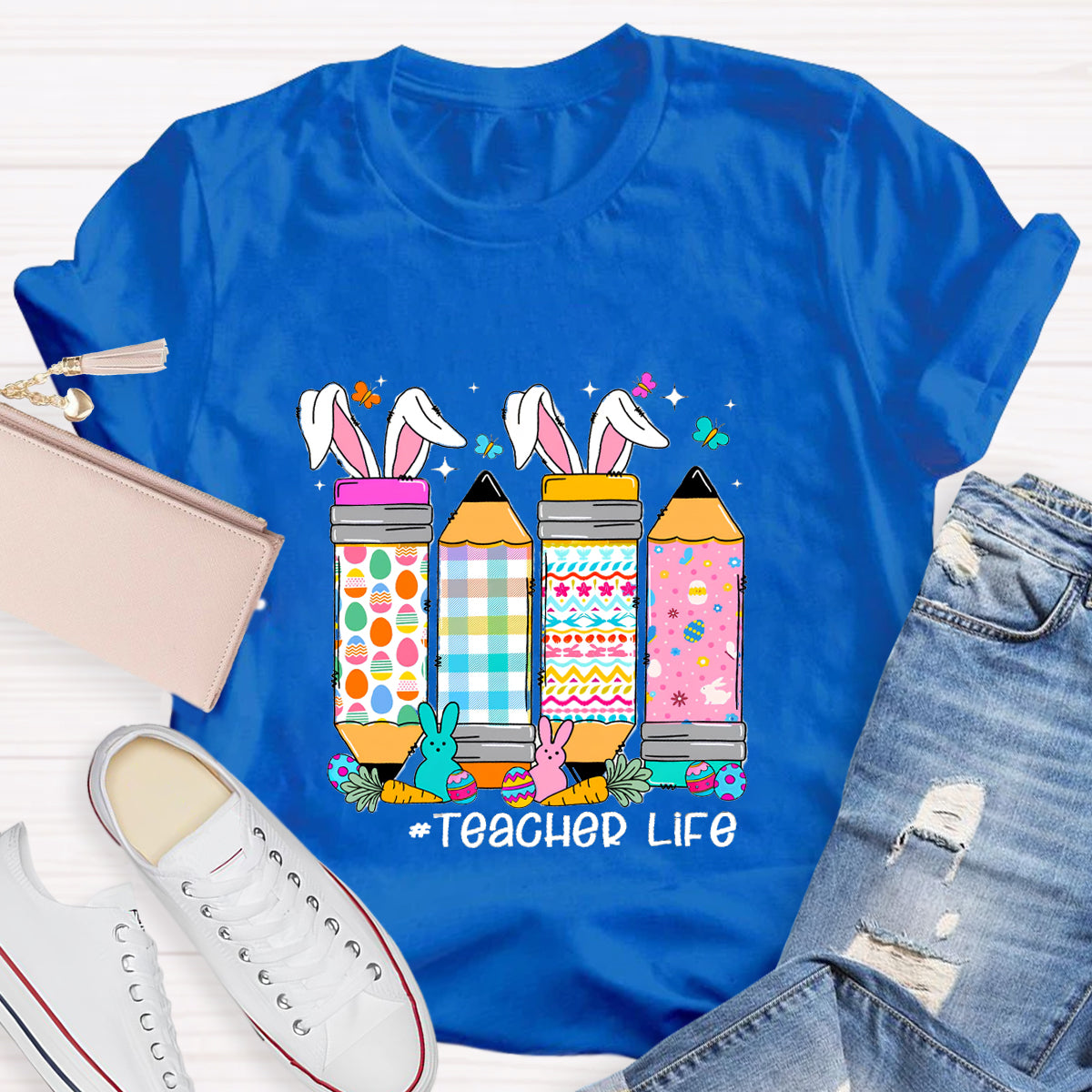 Easter Happy Life Teacher T-Shirt