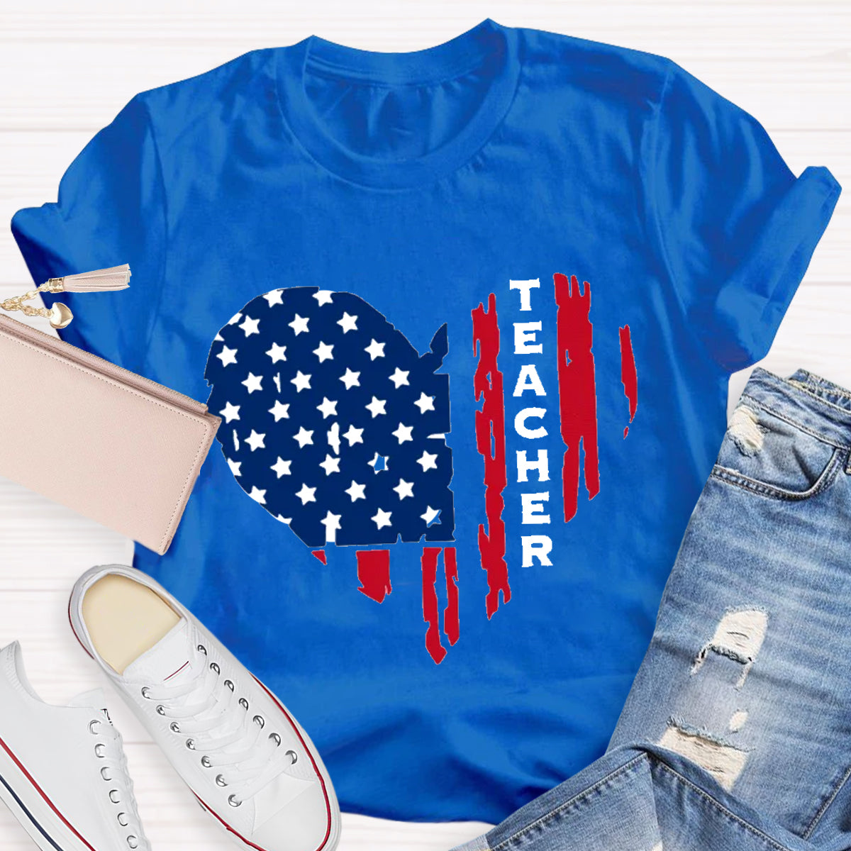 American Teacher Heart Teacher T-Shirt