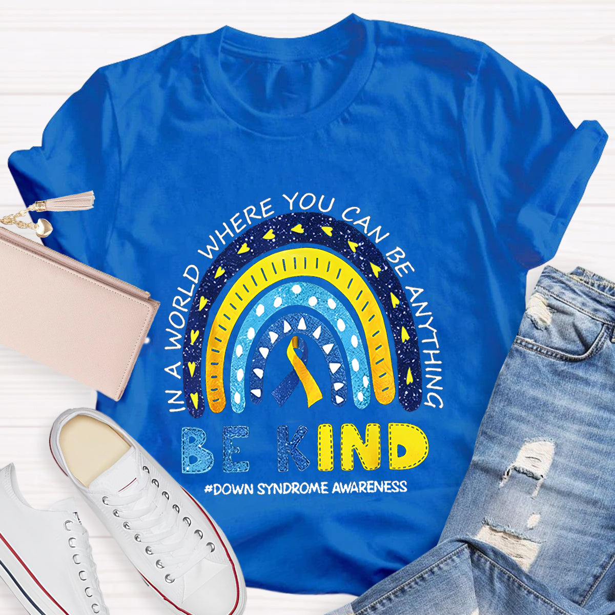 Be Kind Down Syndrome Awareness Heart T-Shirt