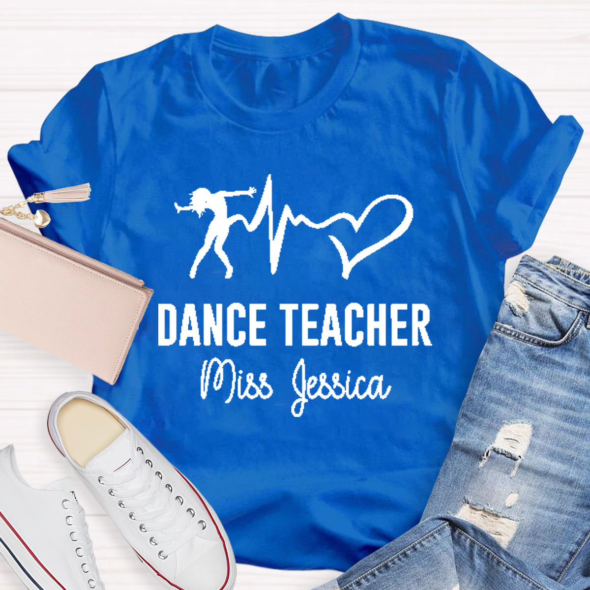 Personalized Name Dance Black Letters Teacher T-Shirt