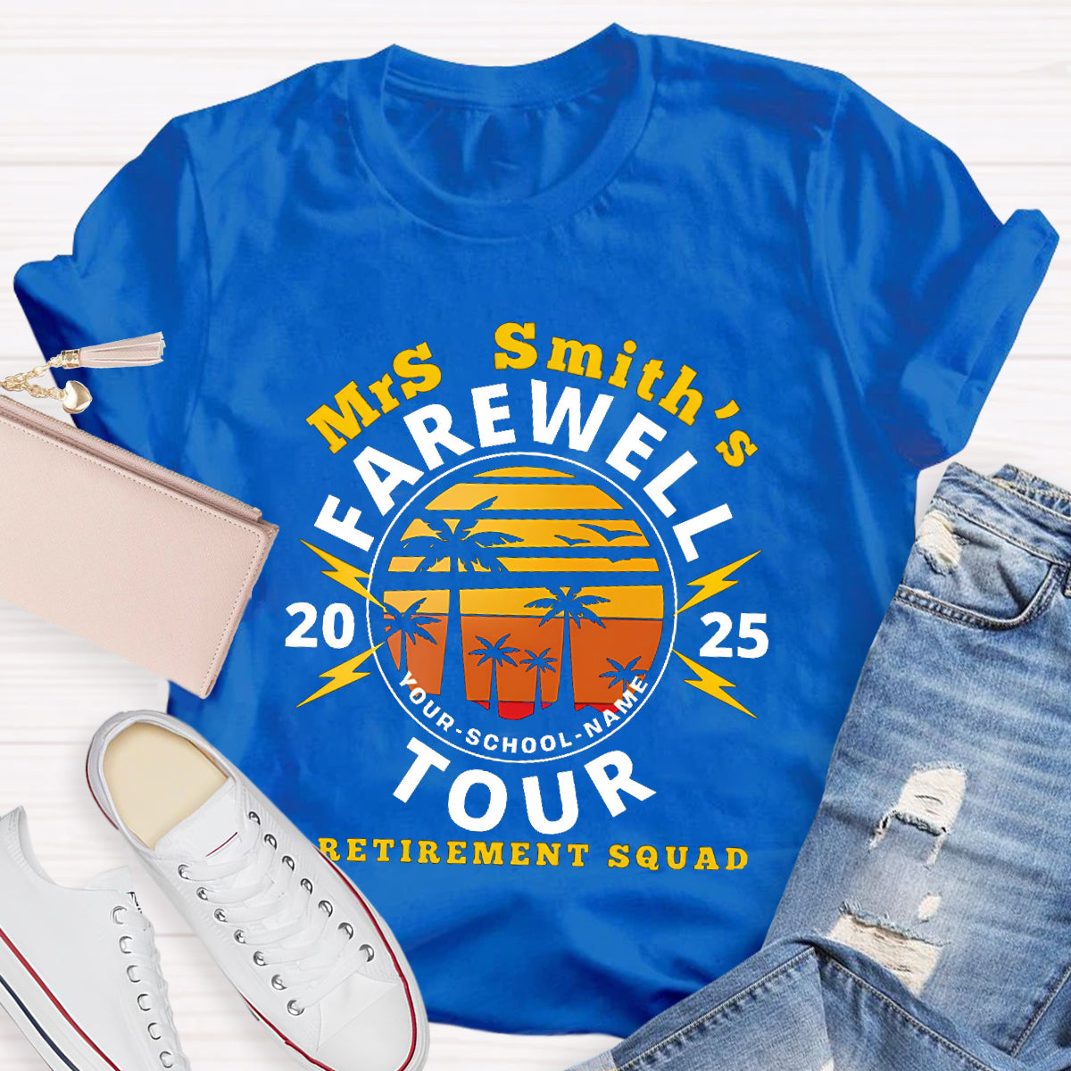Personalized Teacher's Name And School Name Farewell Tour Retirement Squad T-Shirt