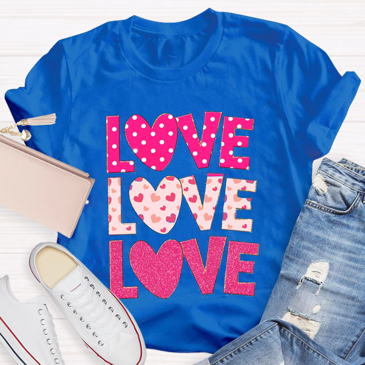 Valentine Day Pink Heart Love T-Shirt