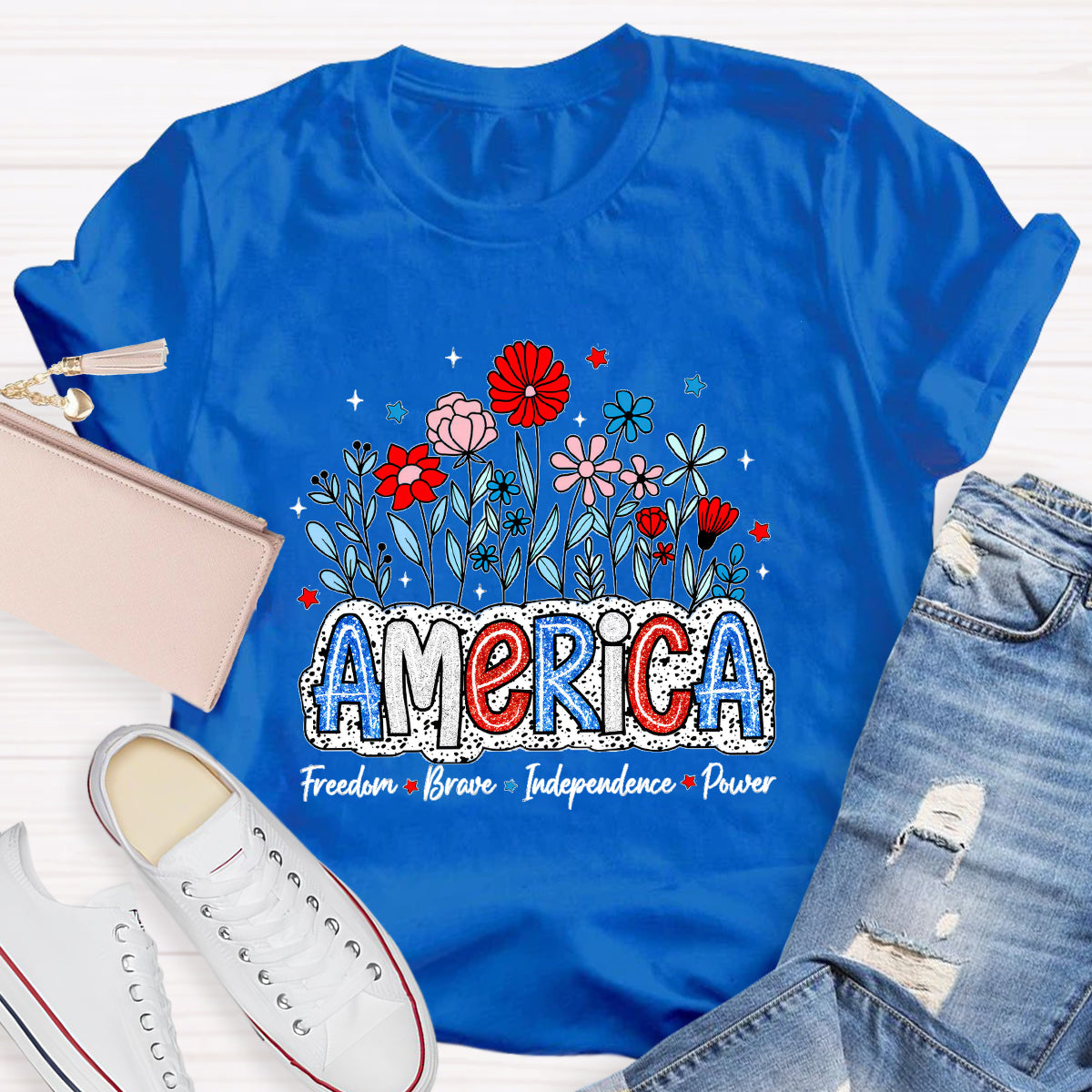 American Teacher Freedom Brave Power T-Shirt
