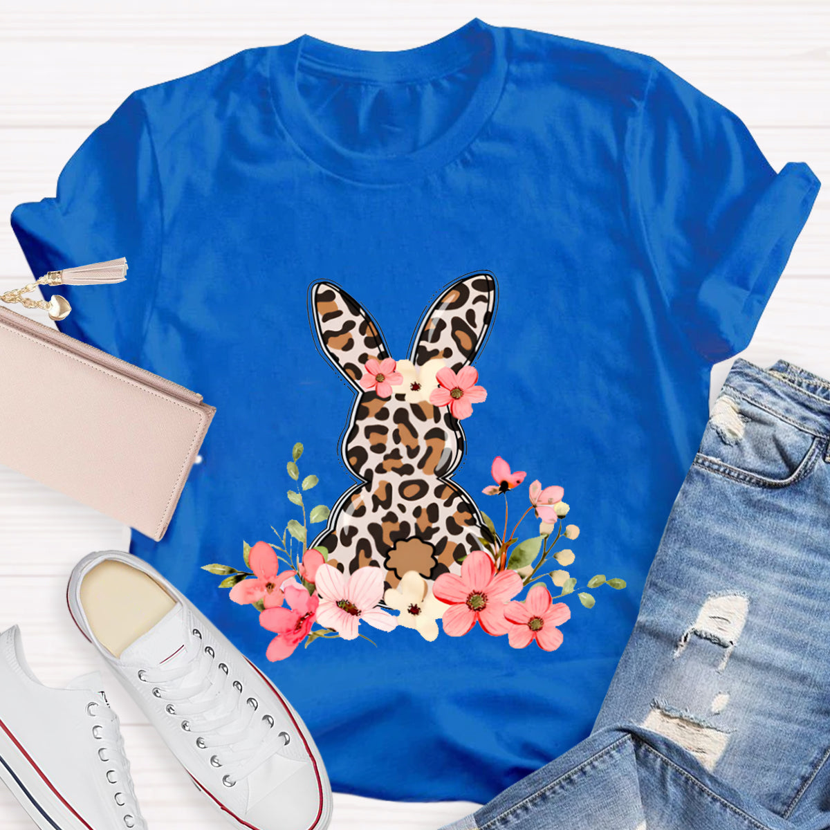 Leopard Bunny Teacher T-Shirt