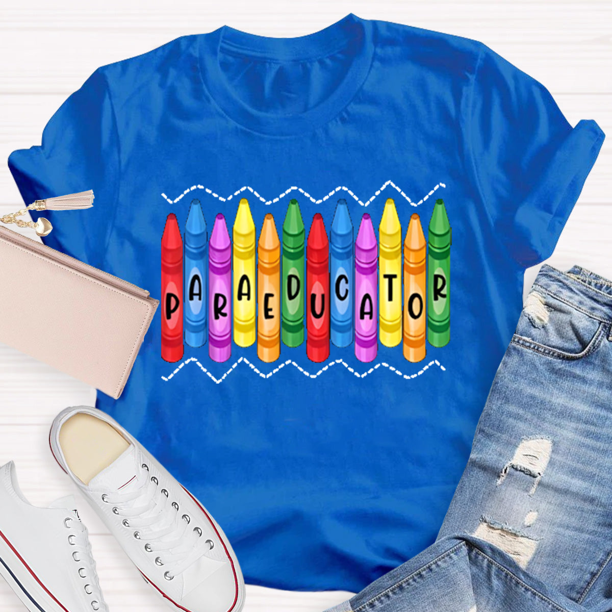 Paraeducator Colorful Pencil Teacher T-Shirt
