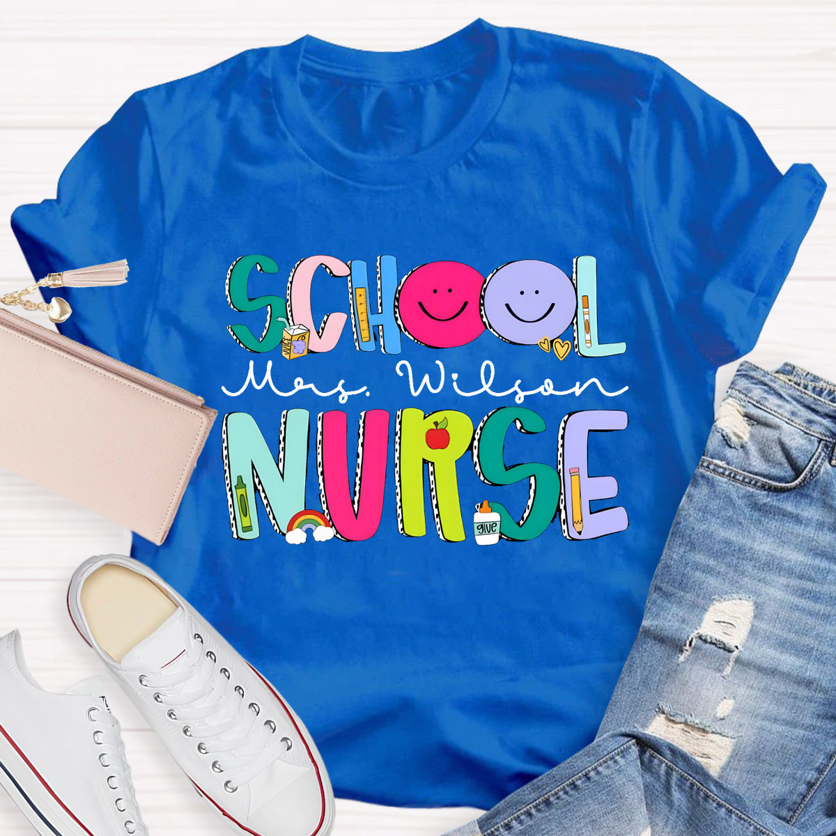 Personalized School Nurse Name Smile To Students T-Shirt