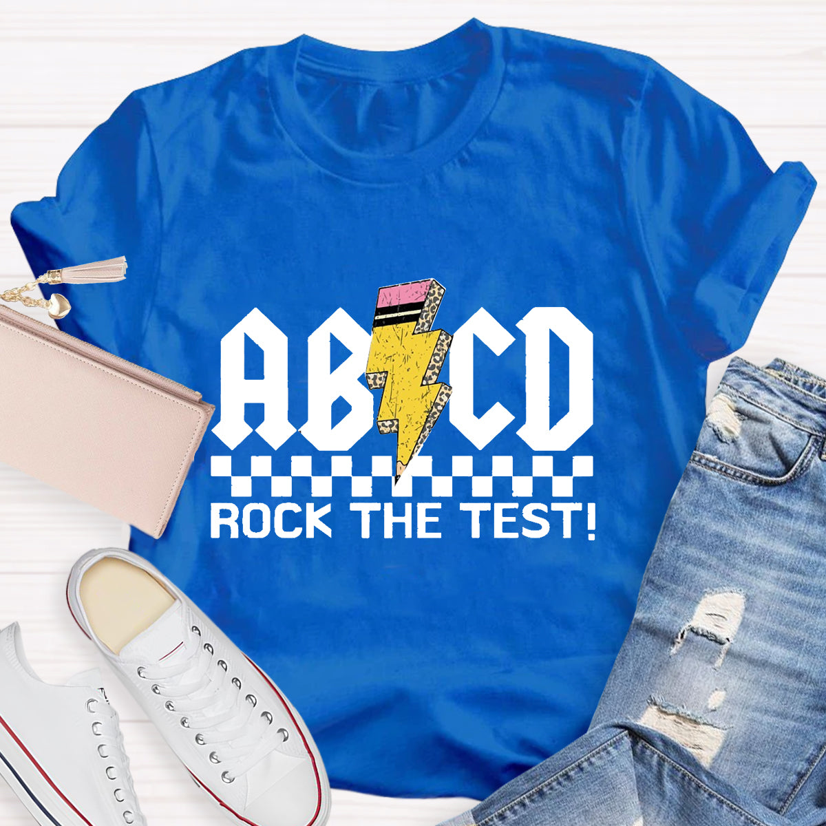 ABCD Rock The Test Teacher T-Shirt