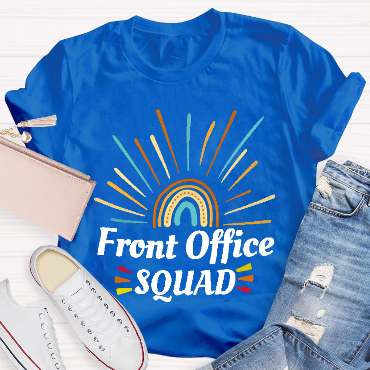 Rainbow Front Office Squad Teacher T-Shirt