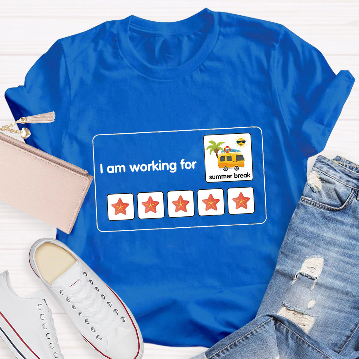 I Am Working For Summer Break School Bus Teacher T-Shirt
