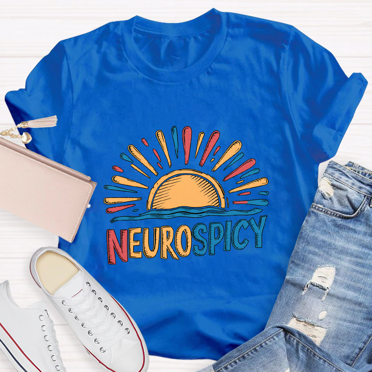 Rainbow Positive Autism Teacher T-Shirt