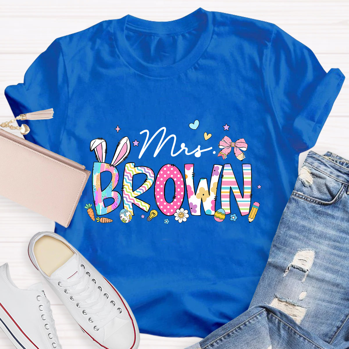 Personalized Easter Teacher Name Mrs Brown T-Shirt
