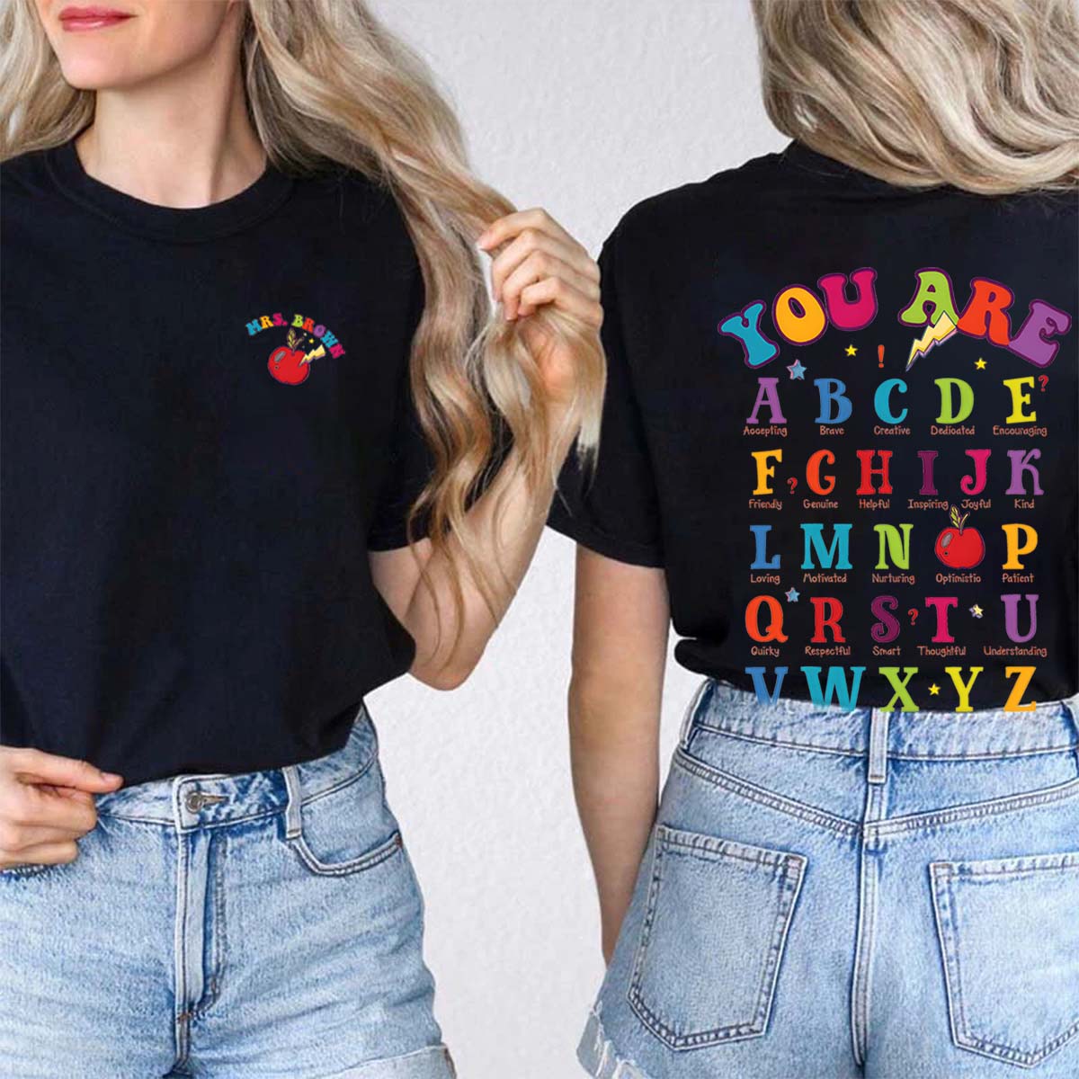 Personalized Name You Are Brave Apple Double Printed T-shirt