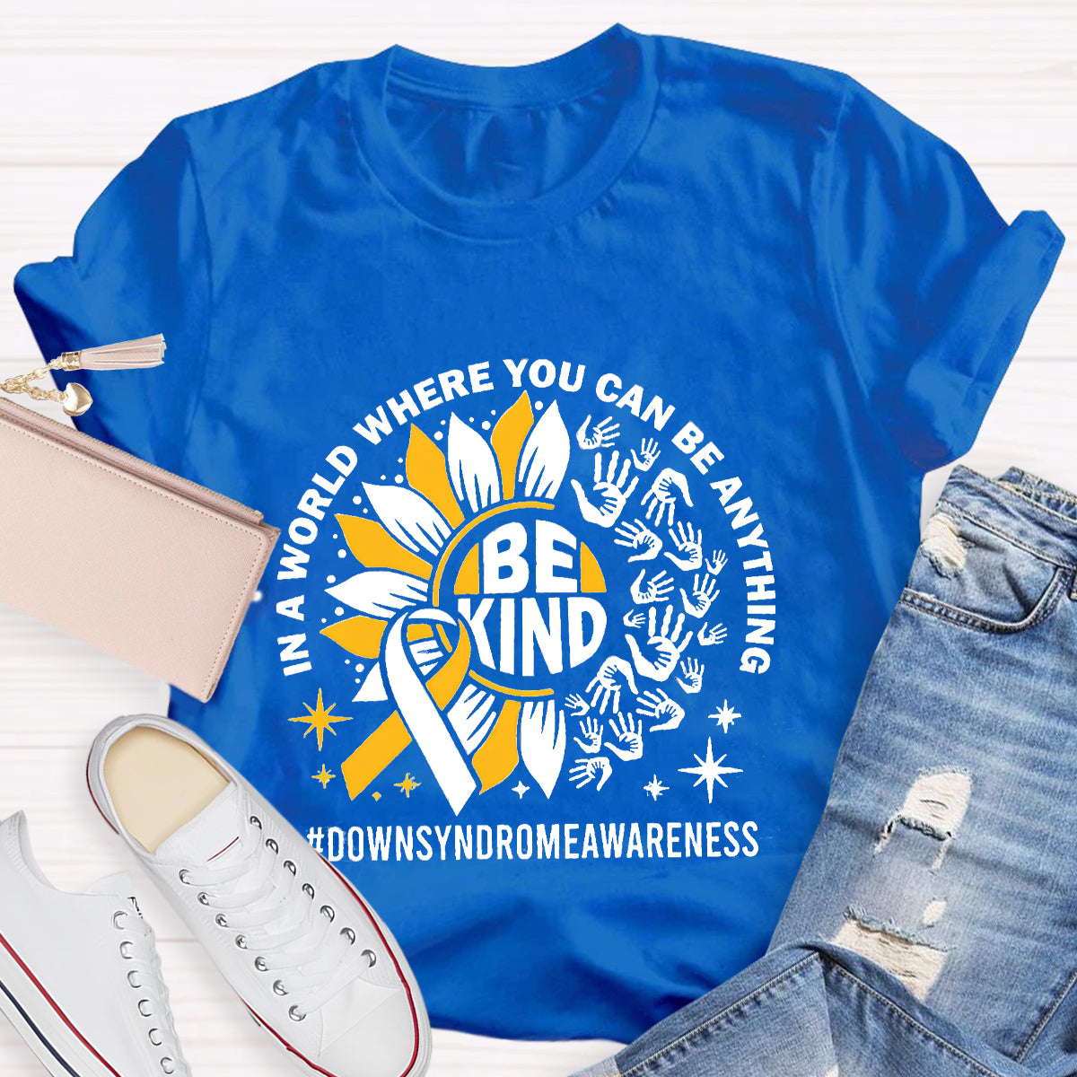 Be Kind Down Syndrome Awarenes Teacher T-Shirt