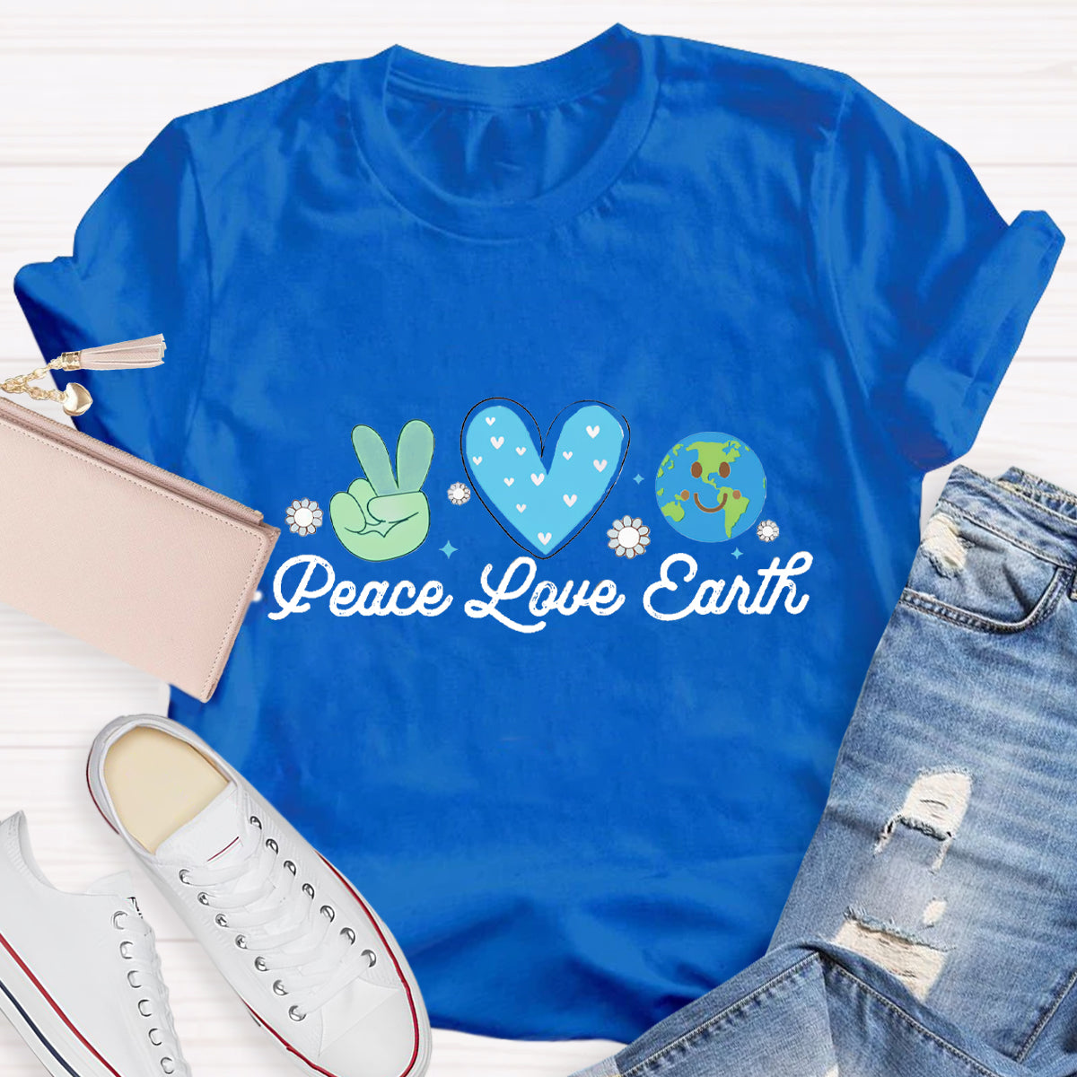 Peace Love Earth Teacher T-Shirt