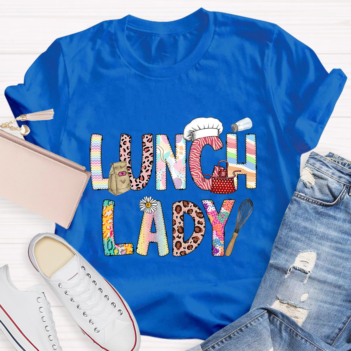 Lunch Lady Flower Teacher T-Shirt