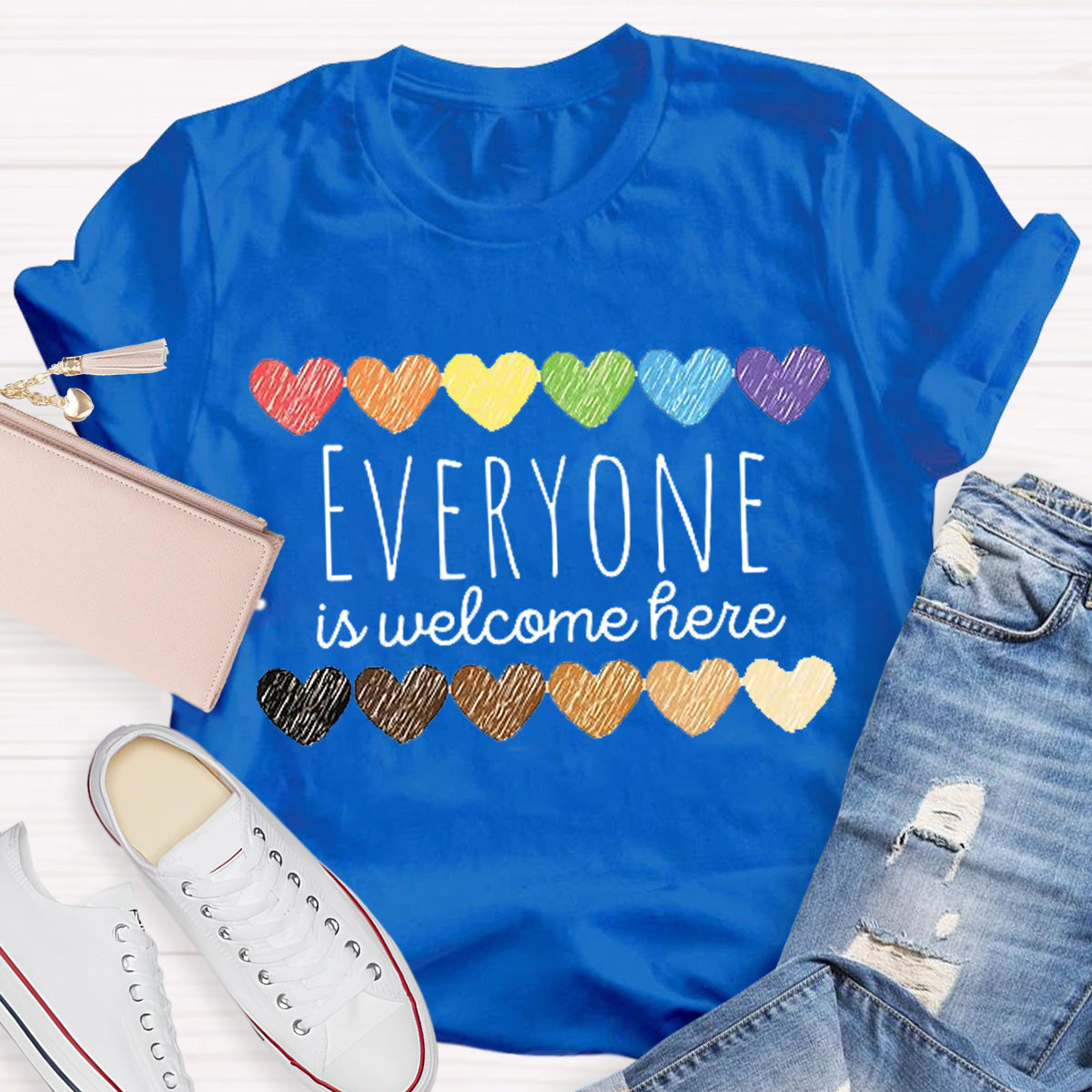 Everyone Is Welcome Here Teacher T-Shirt