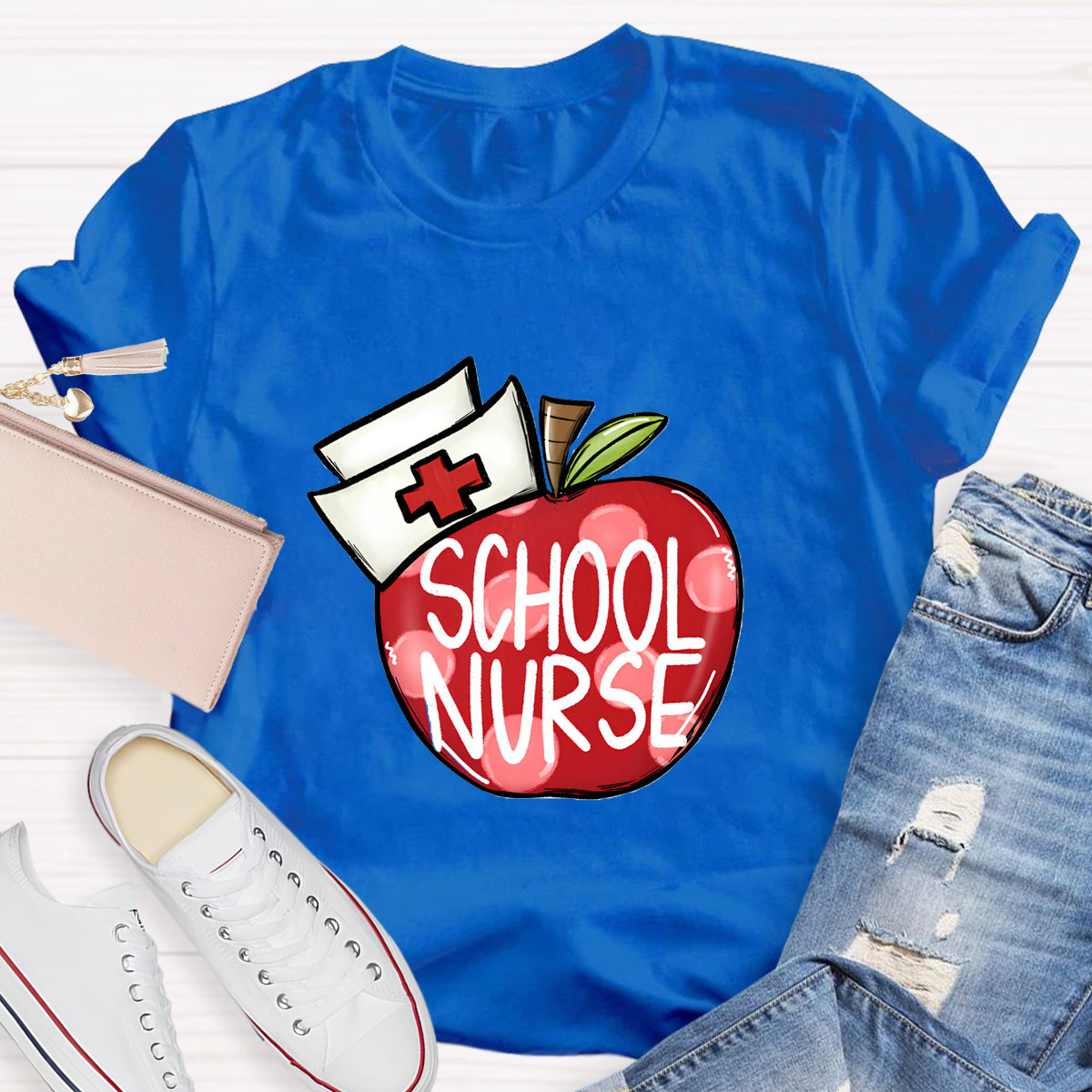 School Nurse Hat With Apple T-Shirt