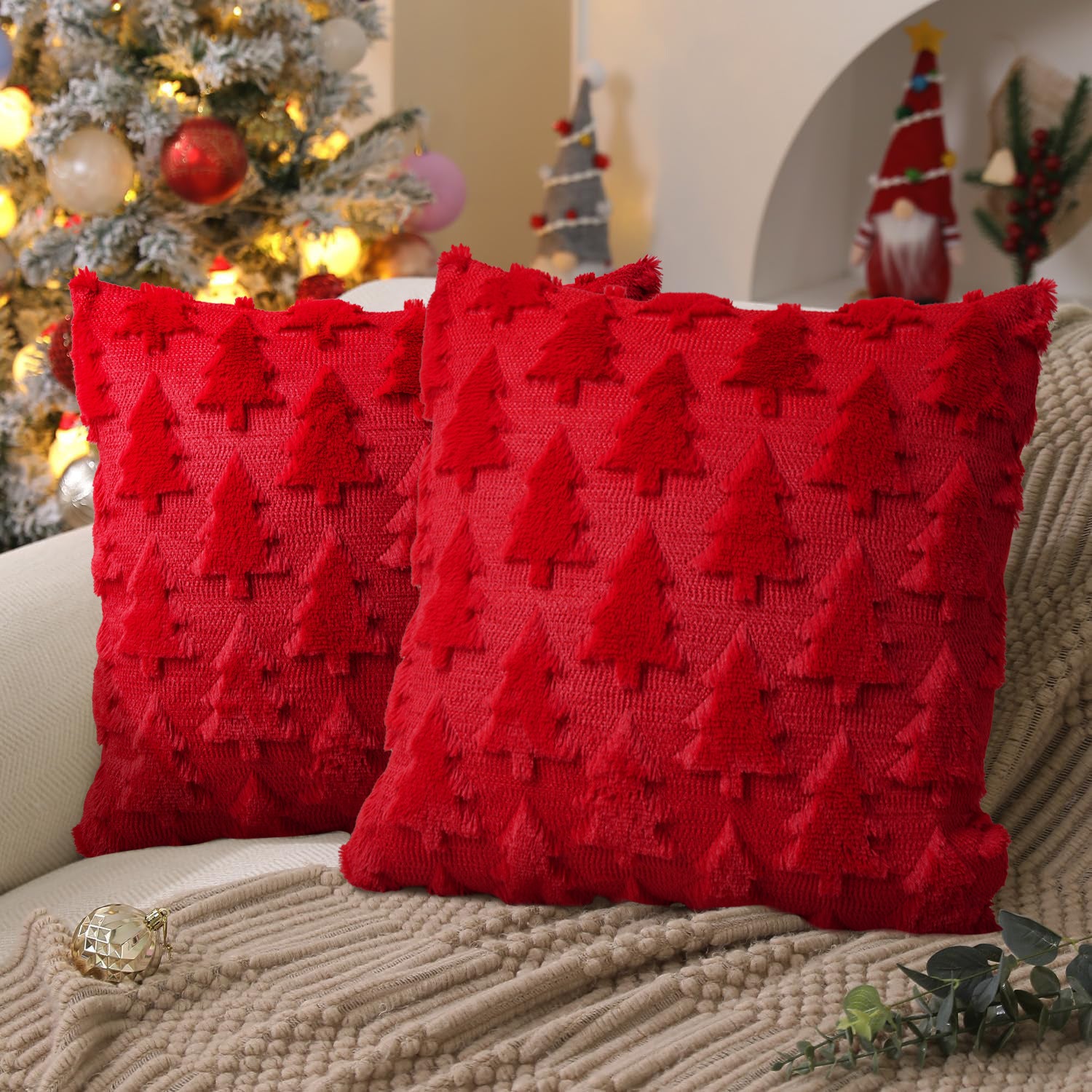 Christmas Pillow Solid Color Quilted Plush Pillowcase