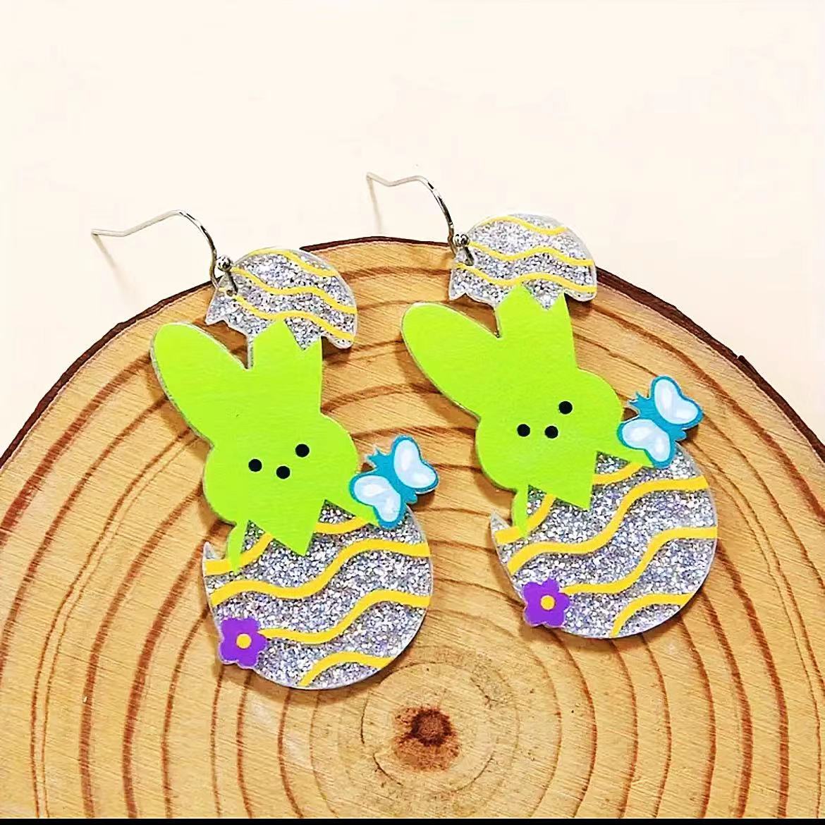 Easter Egg Floral Bunny Earrings