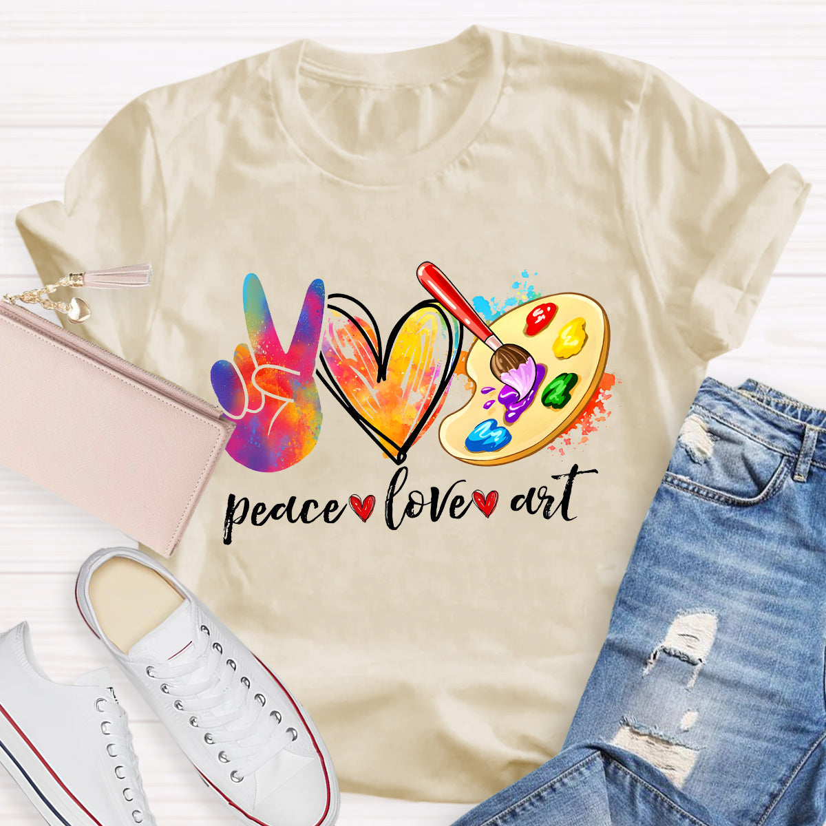 Peace Love Art Teacher T-Shirt