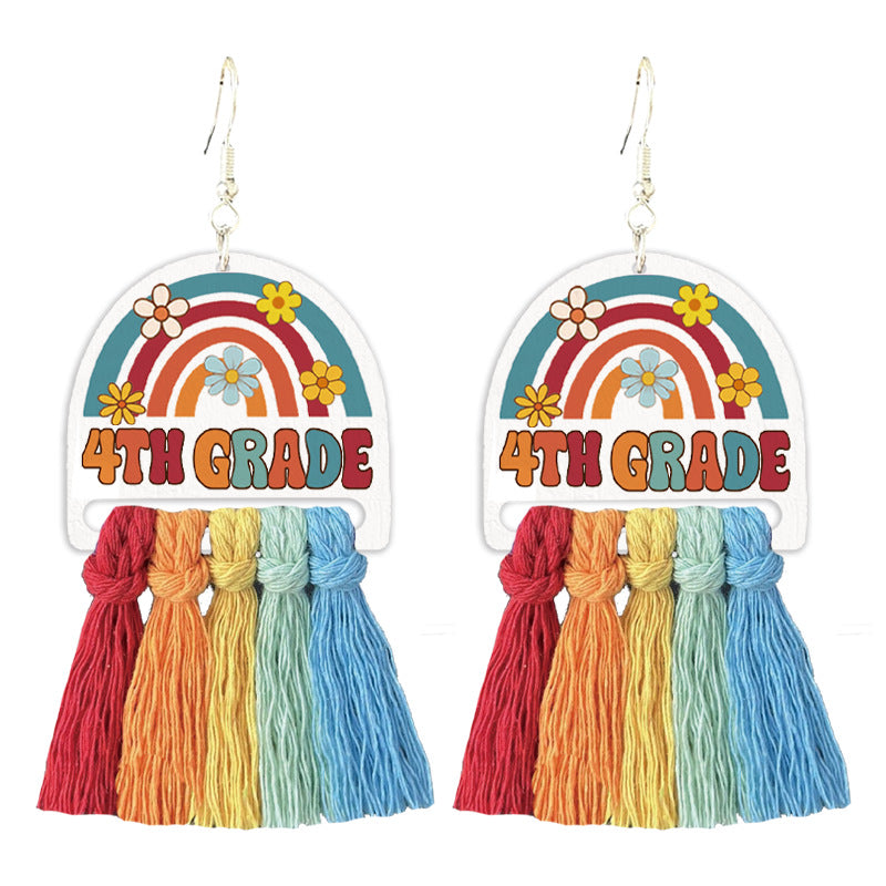 Teacher's colorful tassel earrings