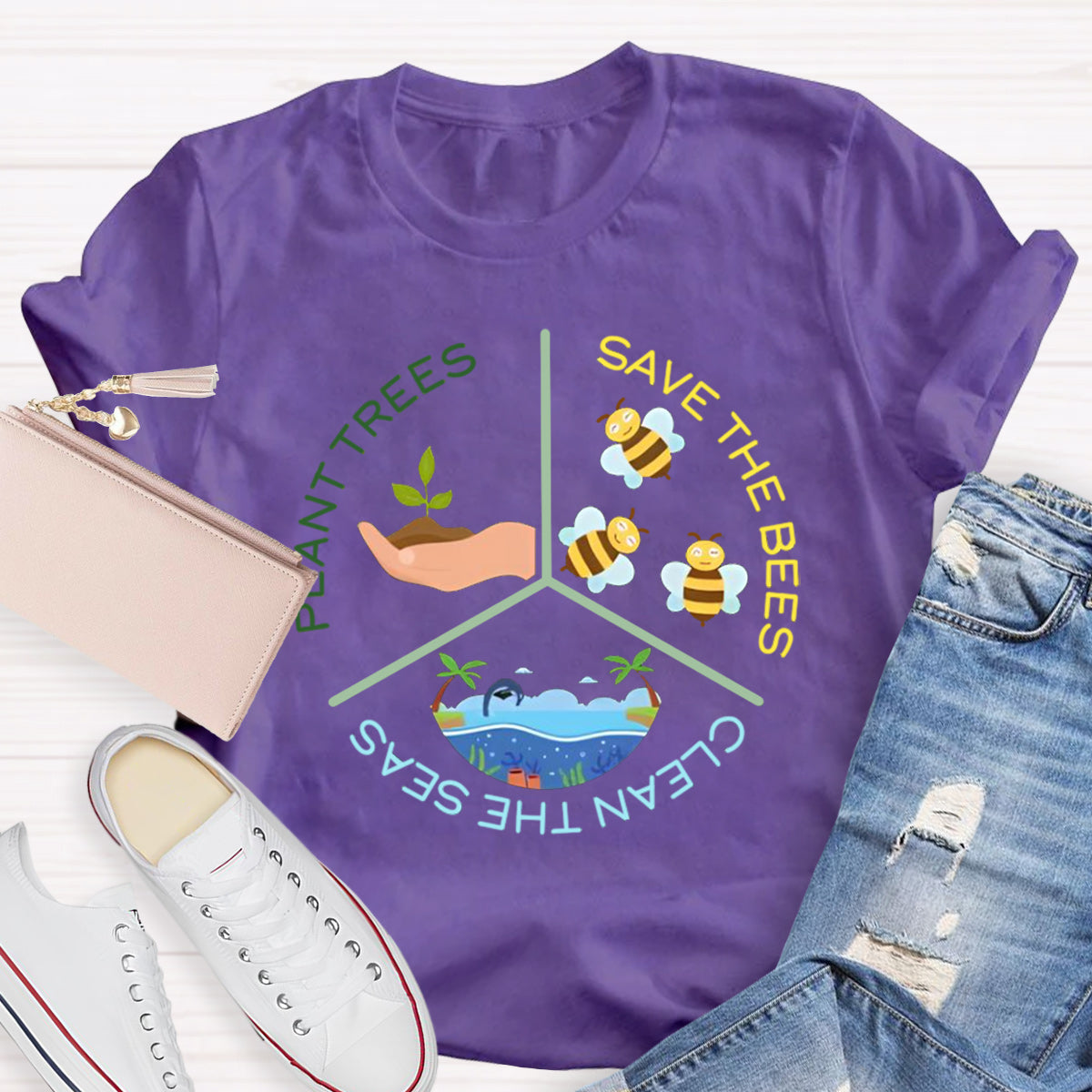 Save The Bees Plant Trees Teacher T-Shirt