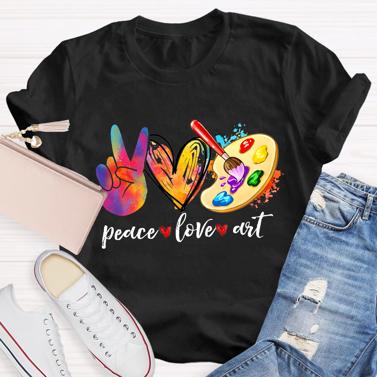 Peace Love Art Teacher T-Shirt