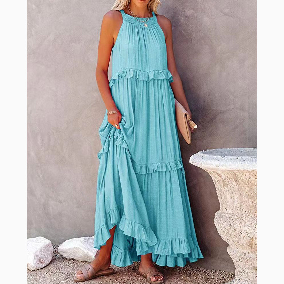 Long Floor-Length Tiered Dress For Women