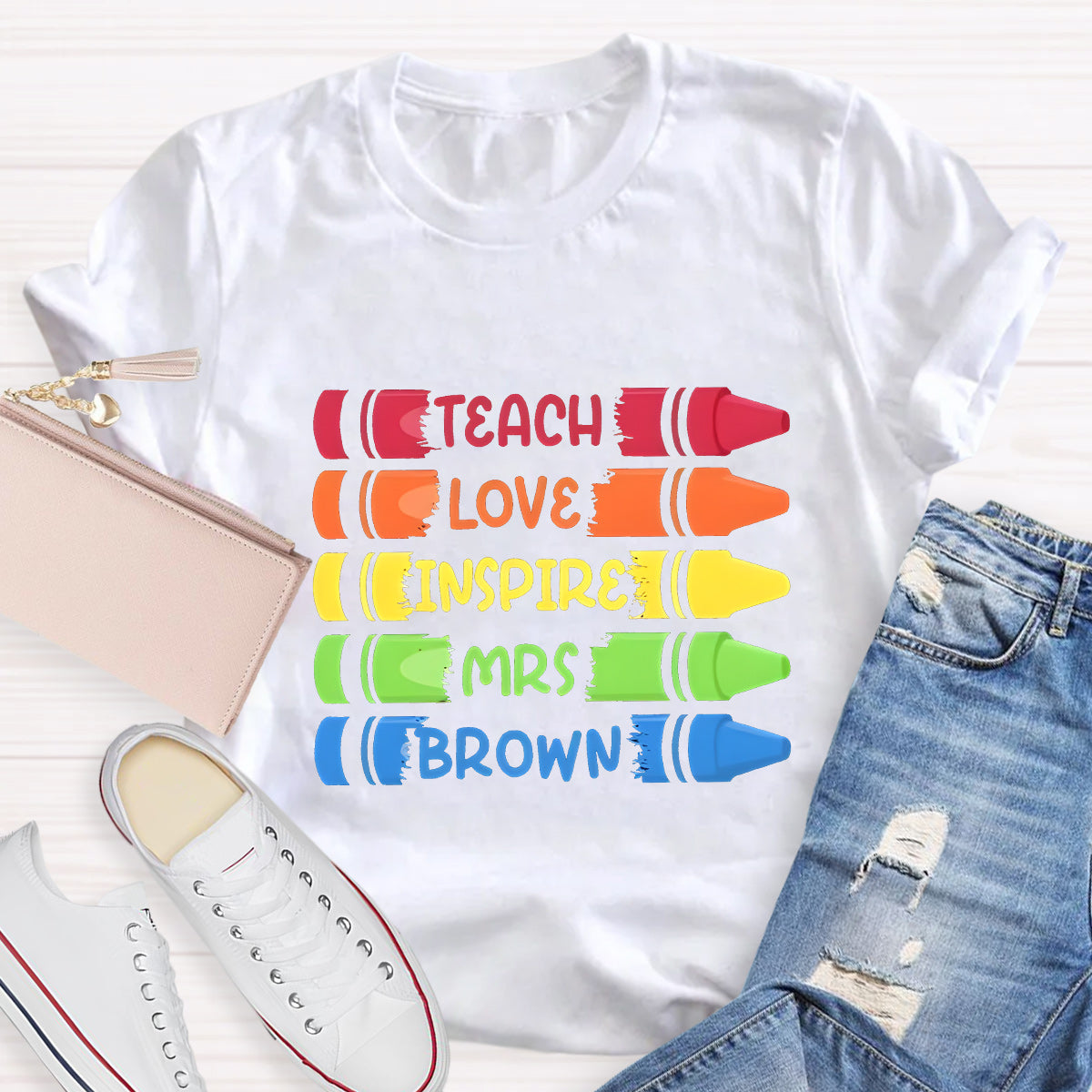 Personalized Name Teach Love Teacher T-Shirt