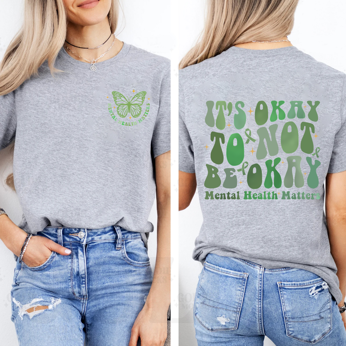 It's Okay To Not Be Okay Mental Health Matters Butterfly Double Printed T-shirt