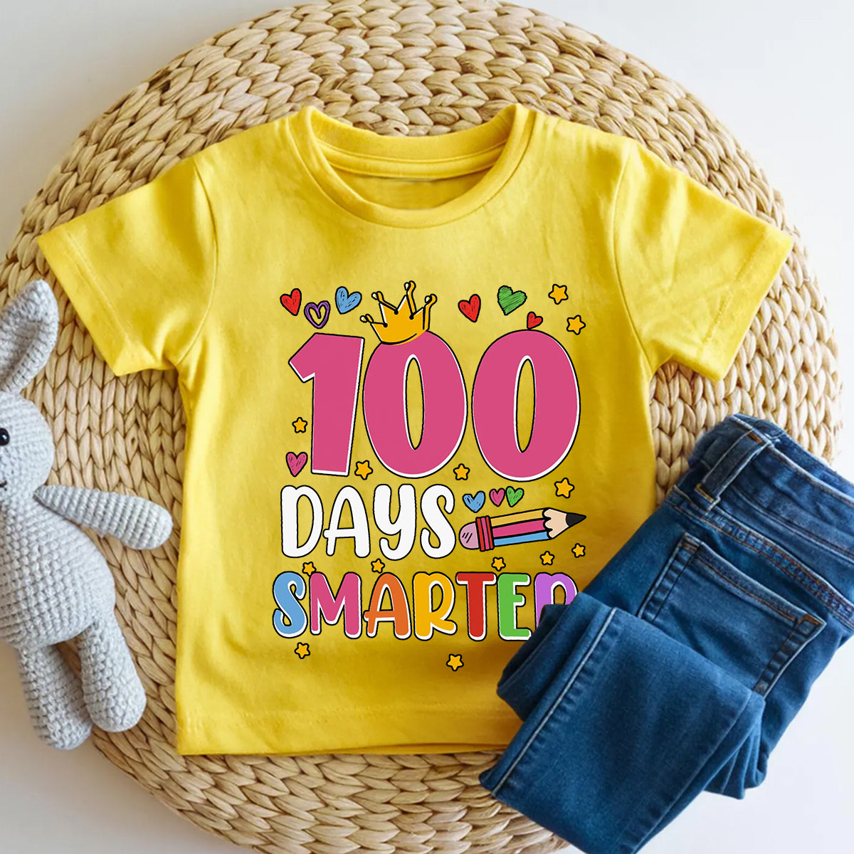 100 Days Smarter Colorful Hearts And Stars Toddler T-shirts