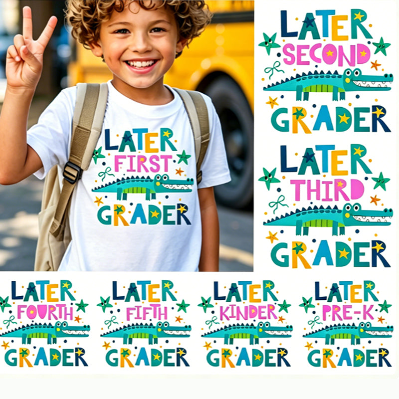 Personalized Grade Cute Alligator Later Kinder Grader Toddler T-shirts