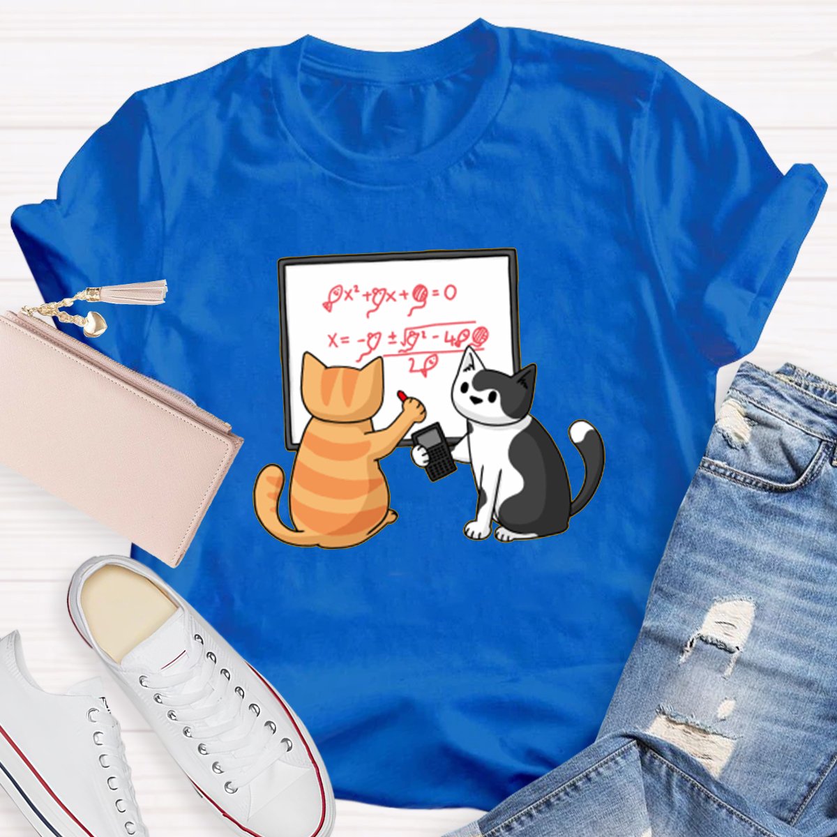 Funny Maths Cat Math Teacher Shirt