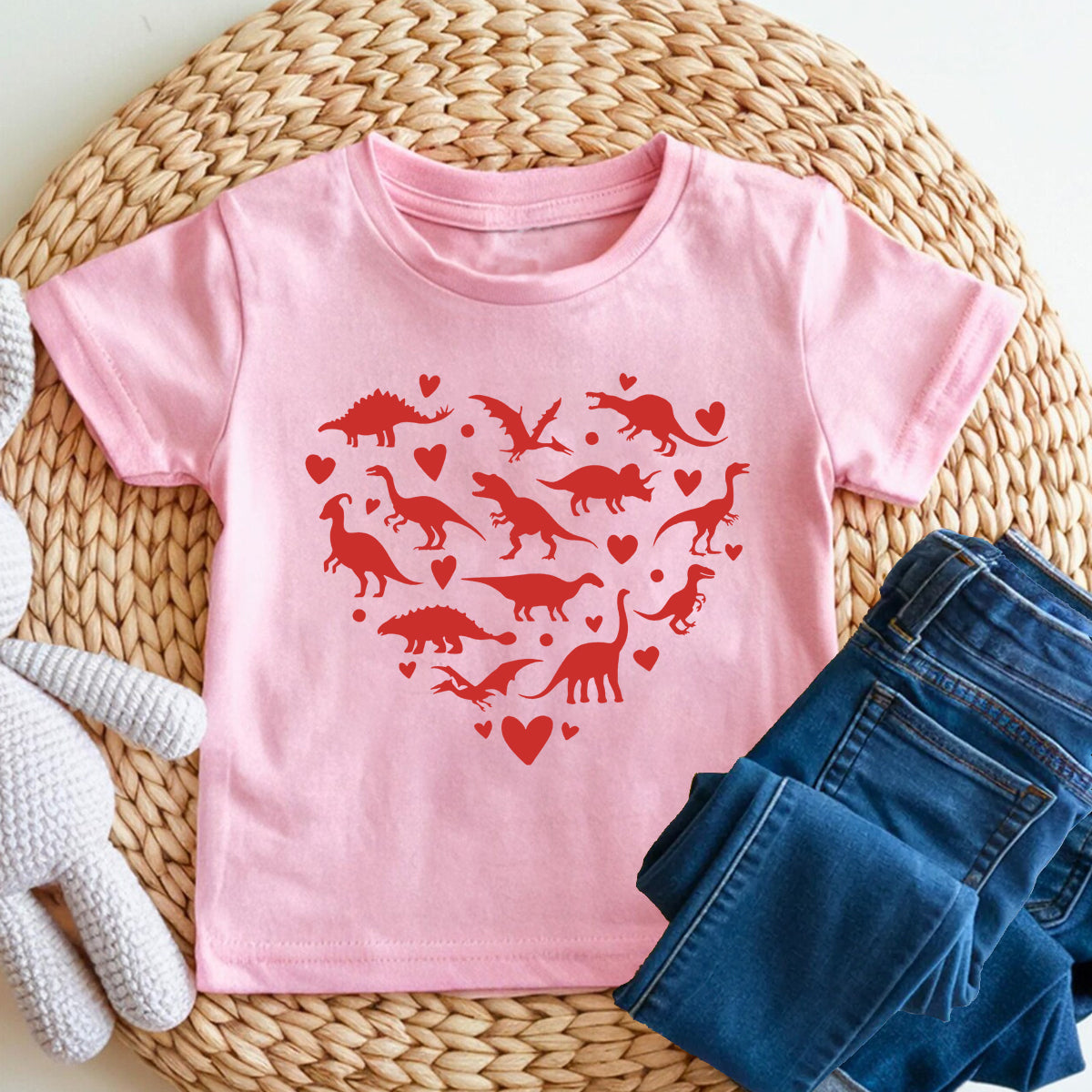 Hearts Dinosaur Love Toddler T-shirts