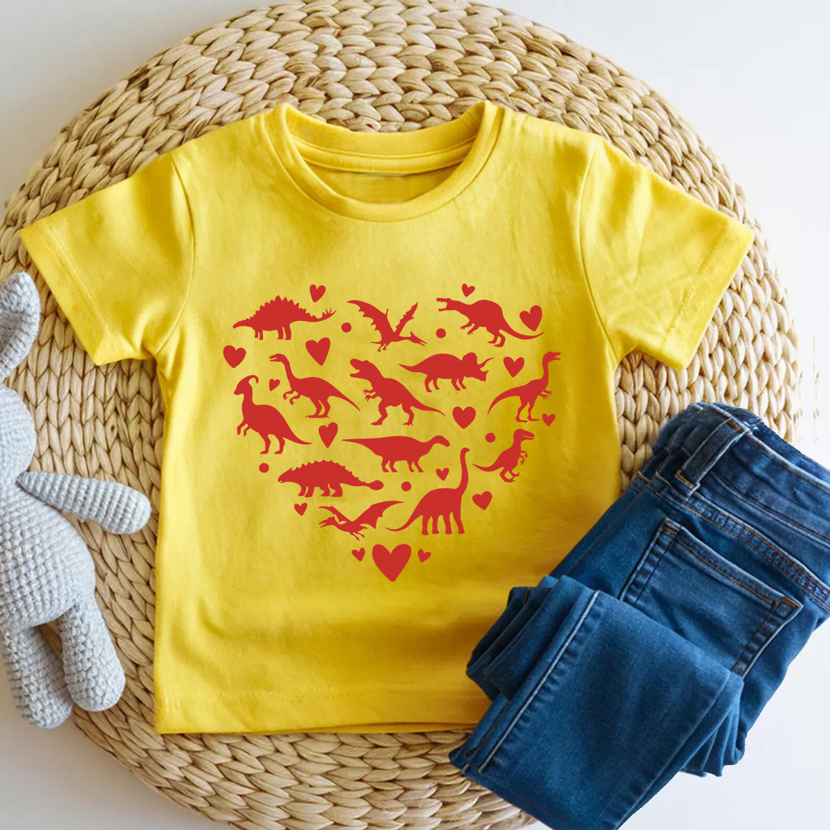Hearts Dinosaur Love Toddler T-shirts
