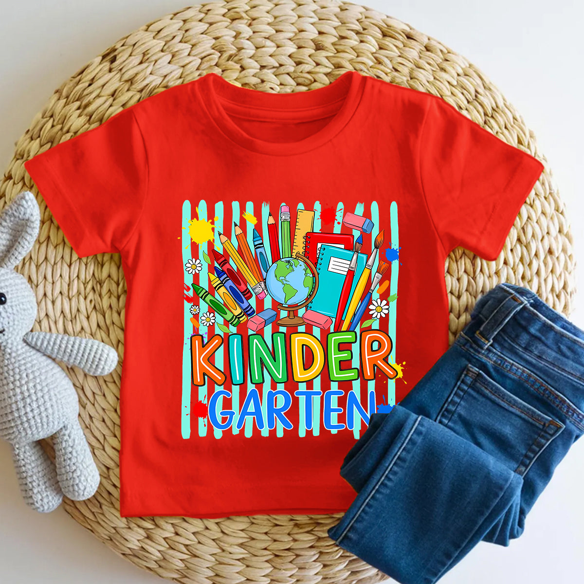 Personalized Grade Colorful School Supply Kindergarten Toddler T-shirts