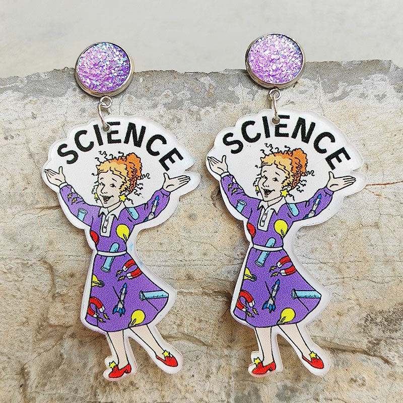 Science Rainbow Letters Acrylic Earrings