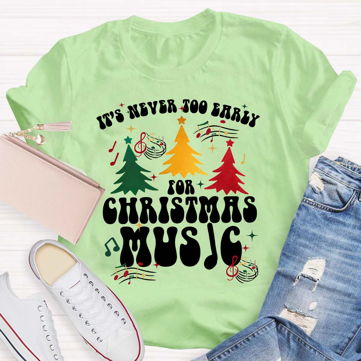 It'S Never To Early For Christmas Music Christmas Tree T-shirt