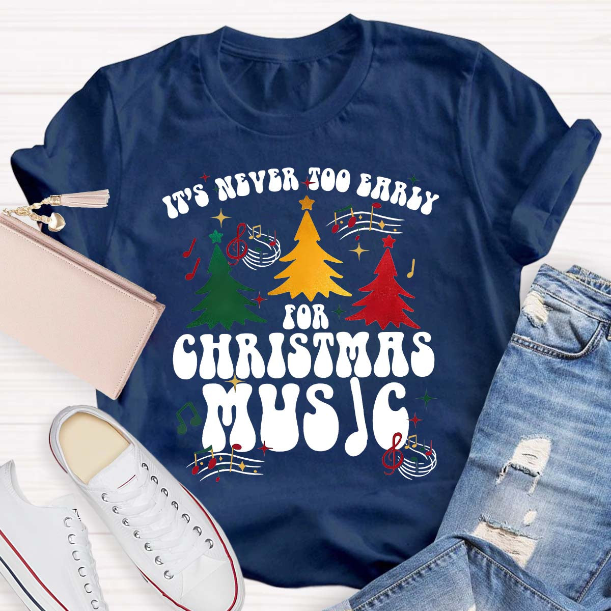 It'S Never To Early For Christmas Music Christmas Tree T-shirt