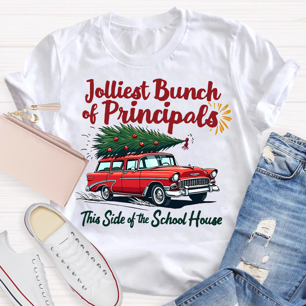 Jolliest Bunch Of Principals This Side Of The School House Christmas T-shirt