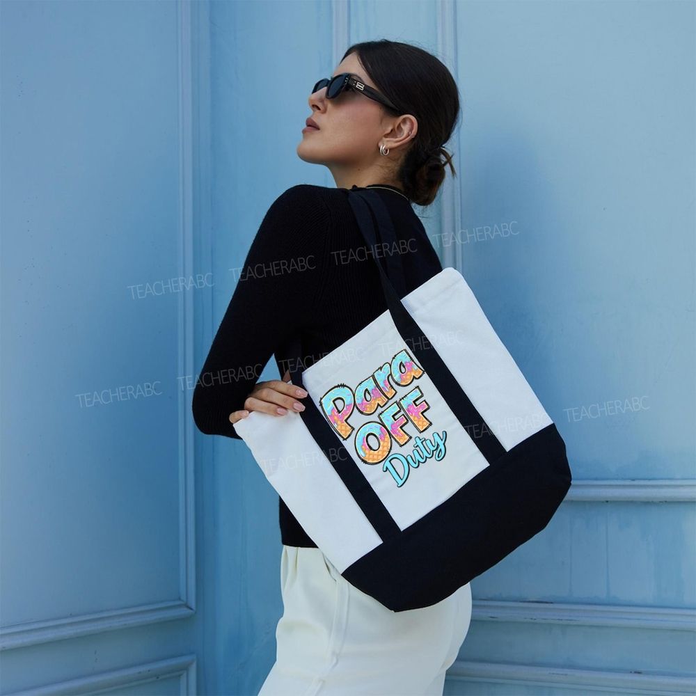 Para Off Duty Pattern Letters Color-blocked Canvas Bag