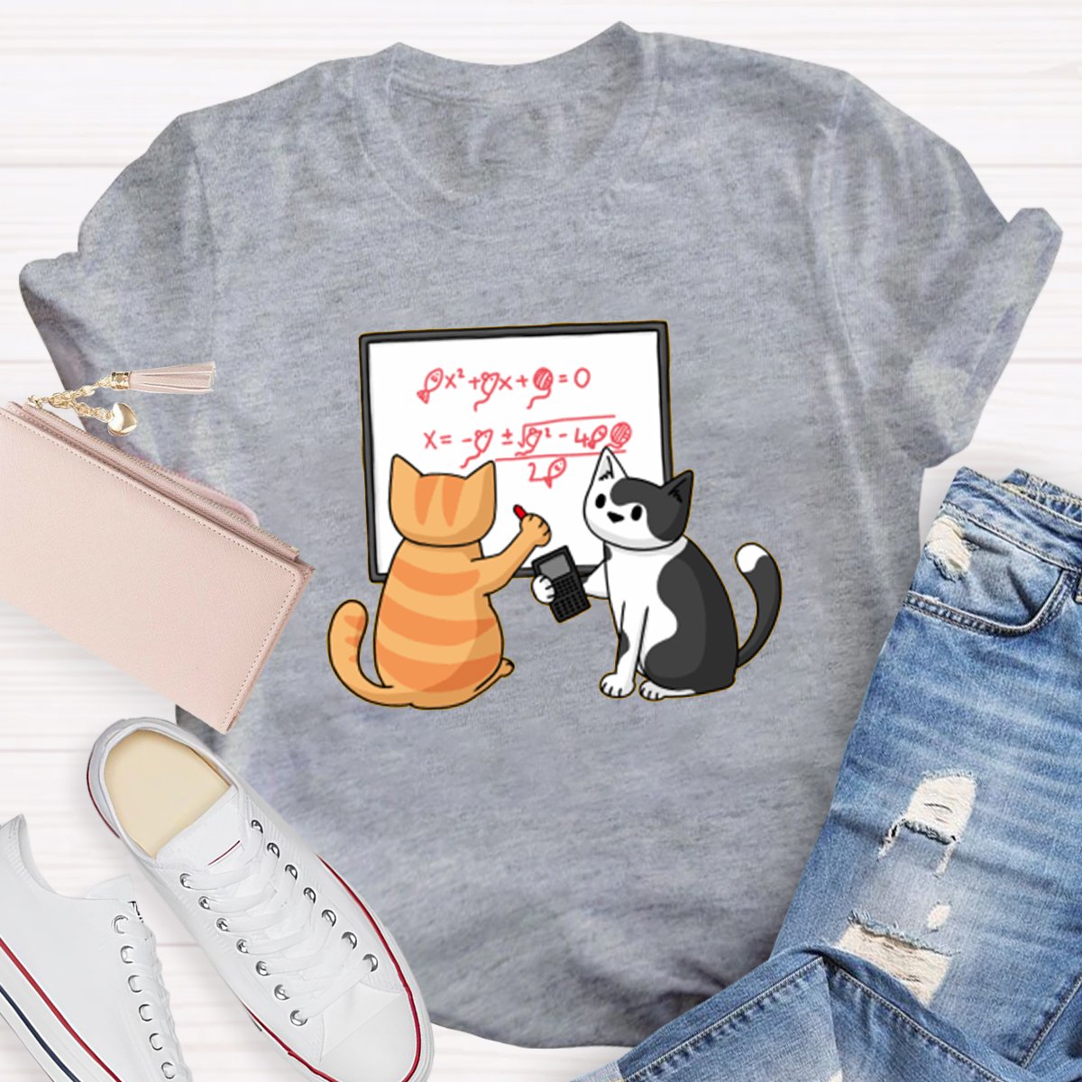Funny Maths Cat Math Teacher Shirt