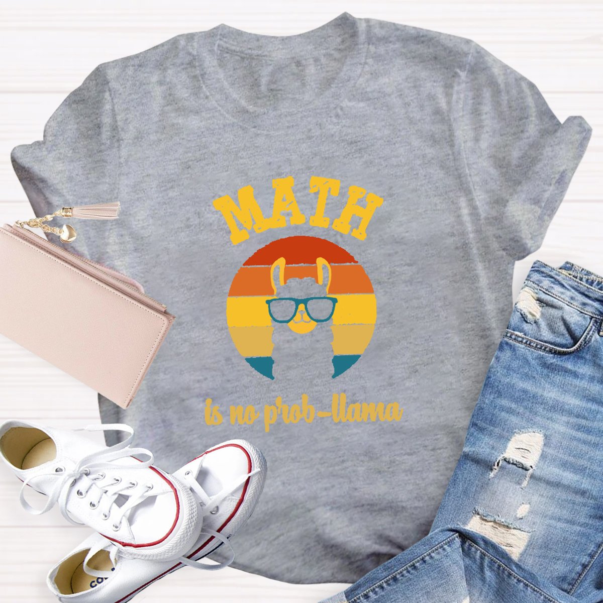 Math is No Prob Llama Teacher Shirt