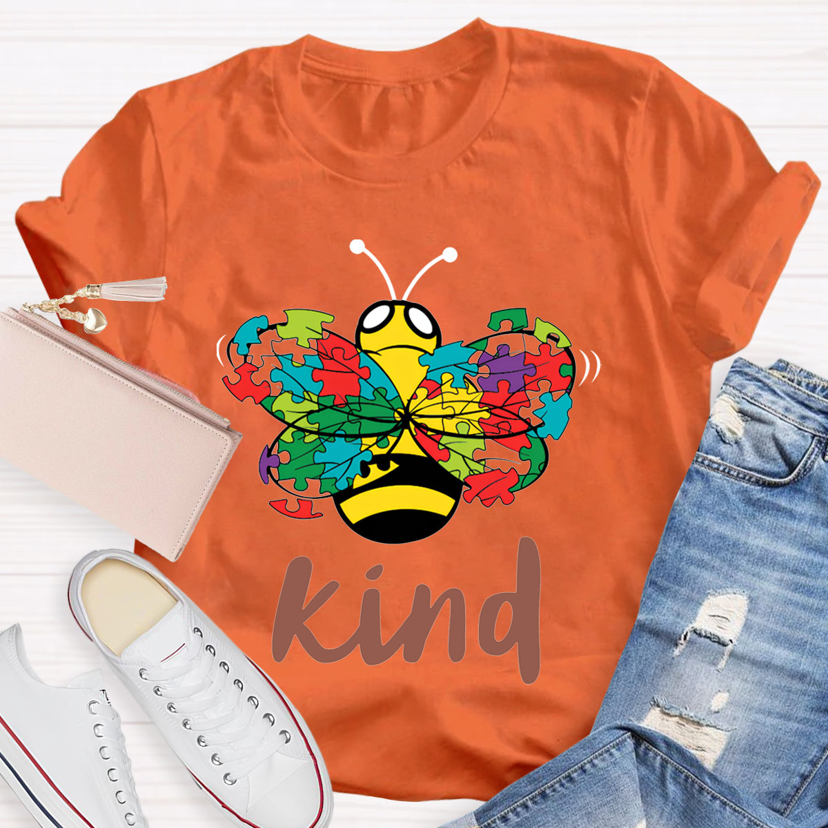 Kind Colorful Butterfly Print Special Education T-shirt
