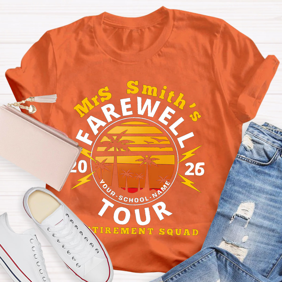 Personalized Teacher's Name And School Name Farewell Tour Retirement Squad T-Shirt