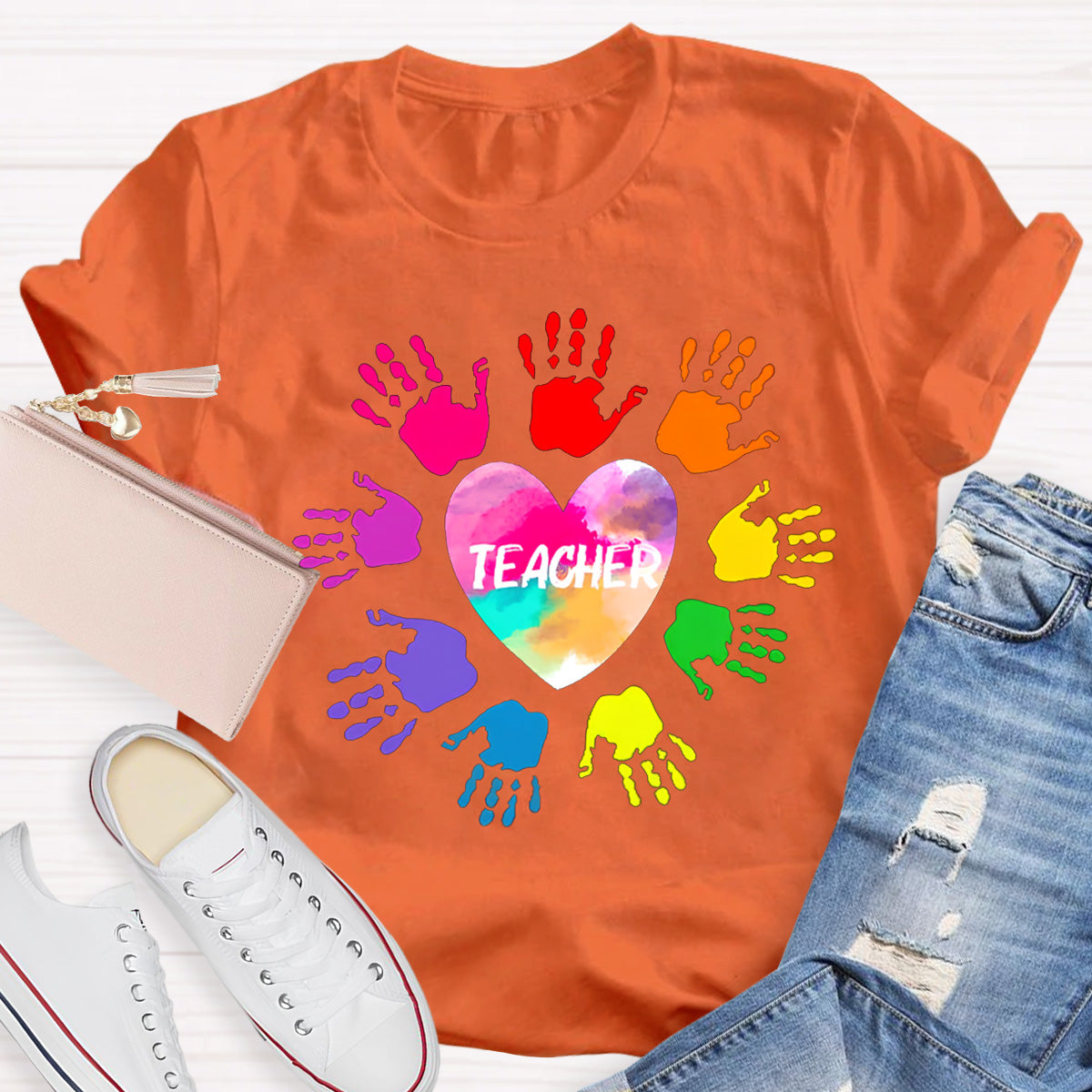 Colorful Hands Teacher T-Shirt