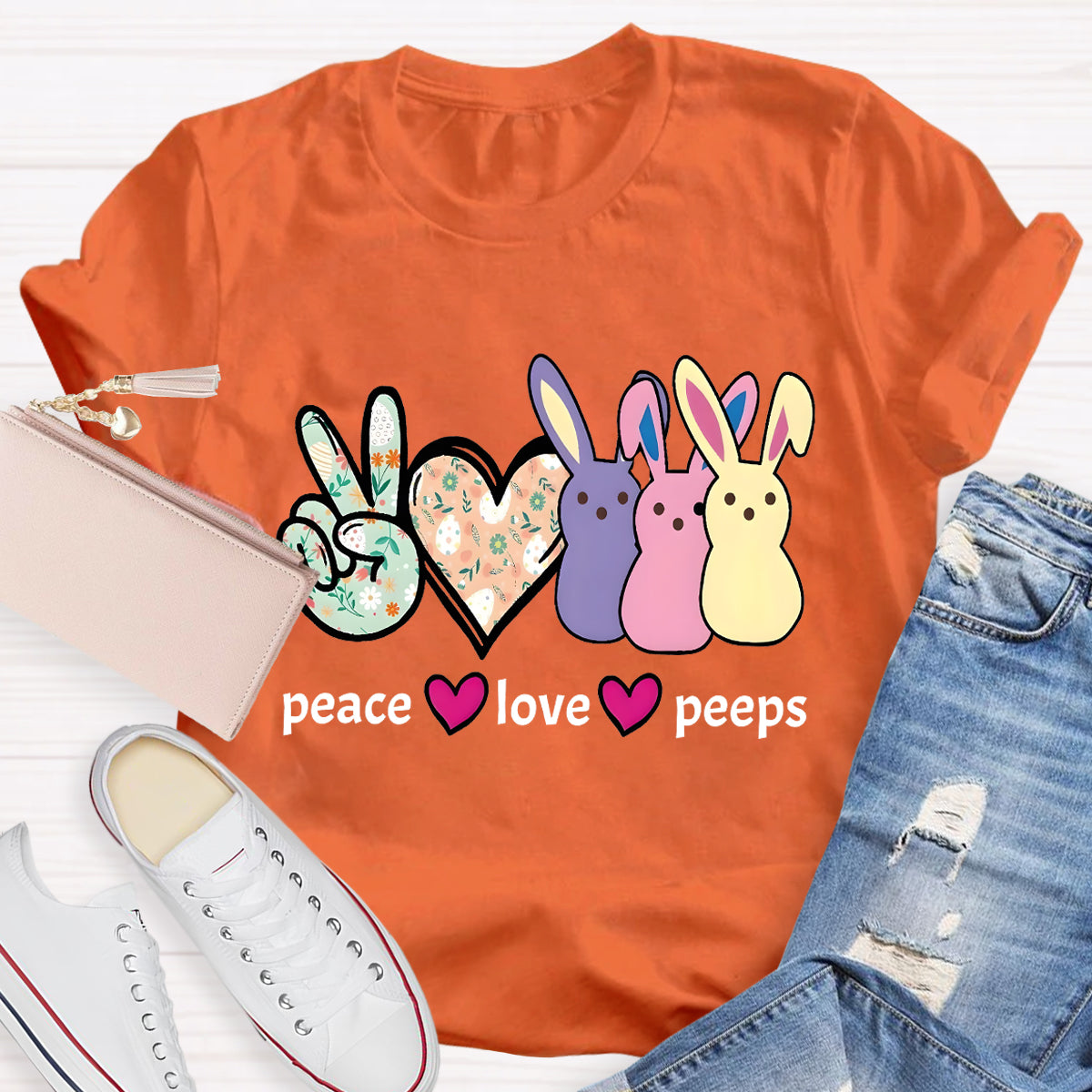 Peace And Peeps Teacher T-Shirt