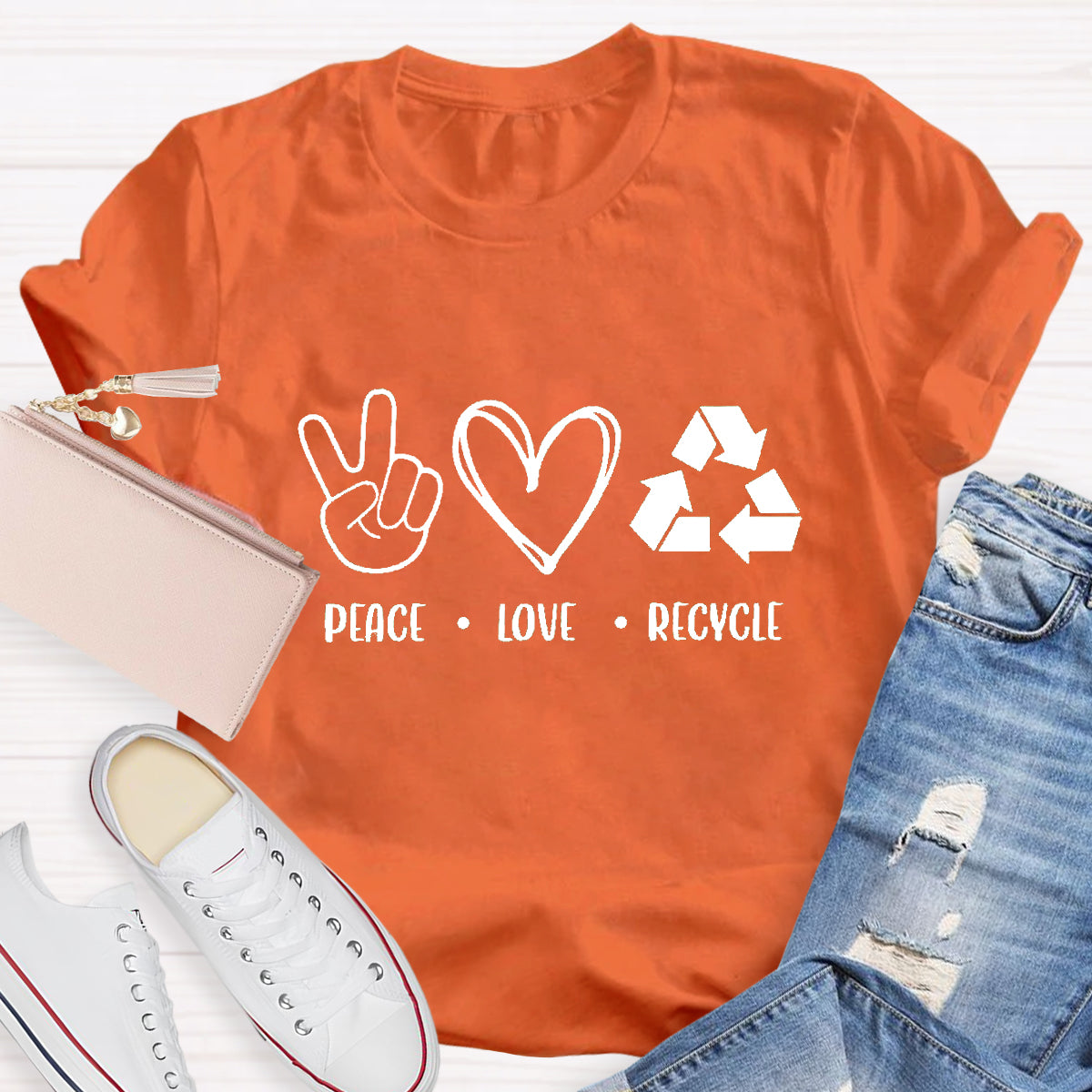 Peace Love Recycle Earth Day T-Shirt