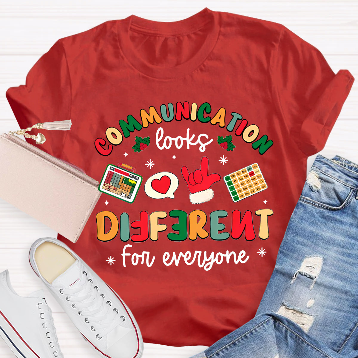 Communication Looks Different For Everyone Merry Christmas T-shirt